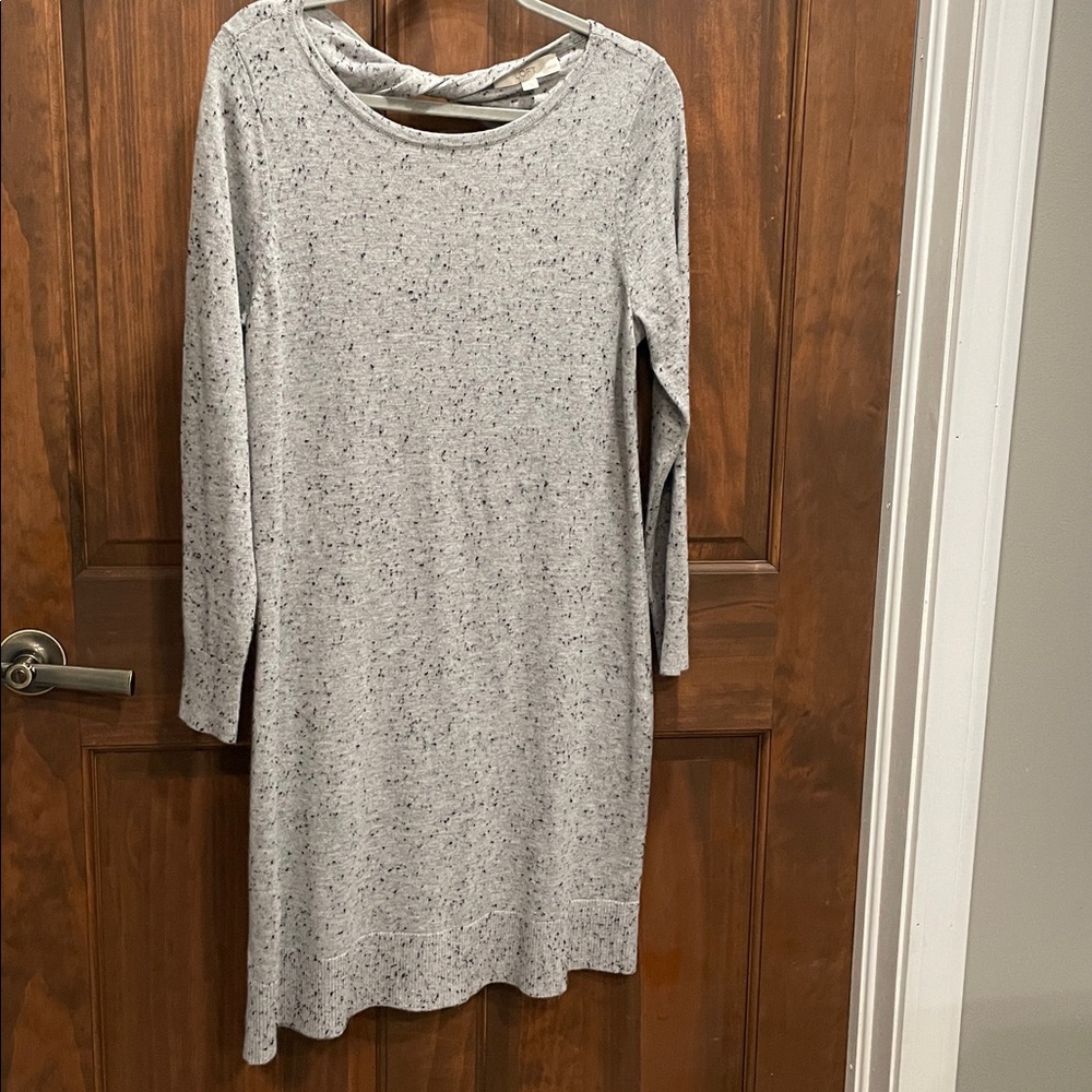 LOFT Speckled Gray Knit Sweater Dress